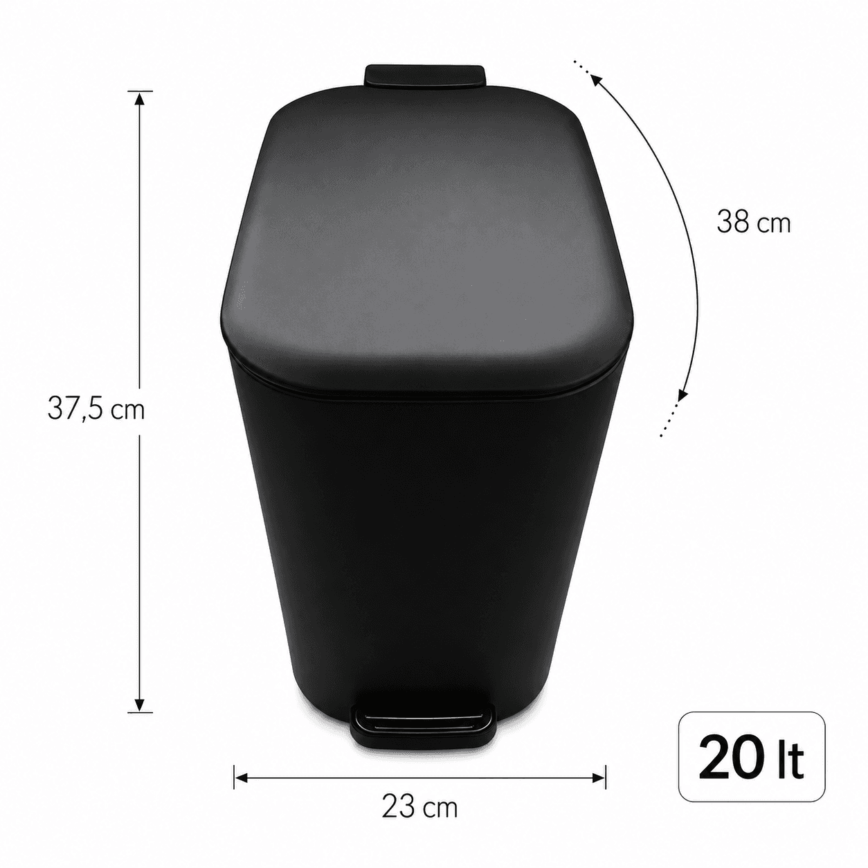 Κάδος MRShome DS-8849000 Soft Close Μεταλλικός 20lt Μαύρος Ματ 23x38x37,5cm - 3