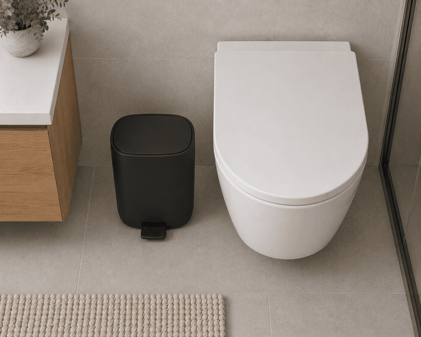 Κάδος Απορριμμάτων MRShome DS-8860PL1 5lt από ABS Soft Close Μαύρος Ματ - 2