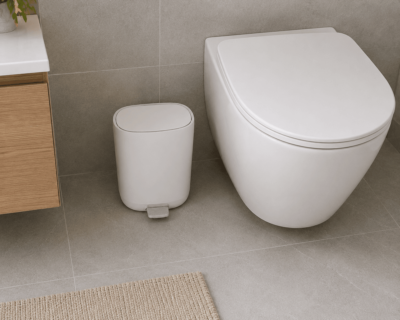 Κάδος Απορριμμάτων MRShome DS-8865PL1 5lt από ABS Soft Close Λευκός Ματ - 2