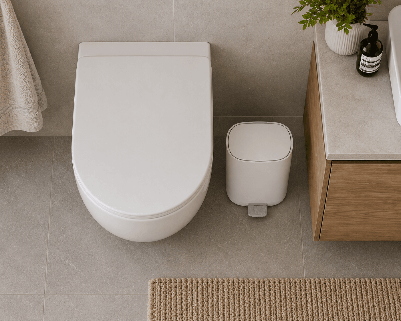 Κάδος Απορριμμάτων MRShome DS-8865PL1 5lt από ABS Soft Close Λευκός Ματ - 3