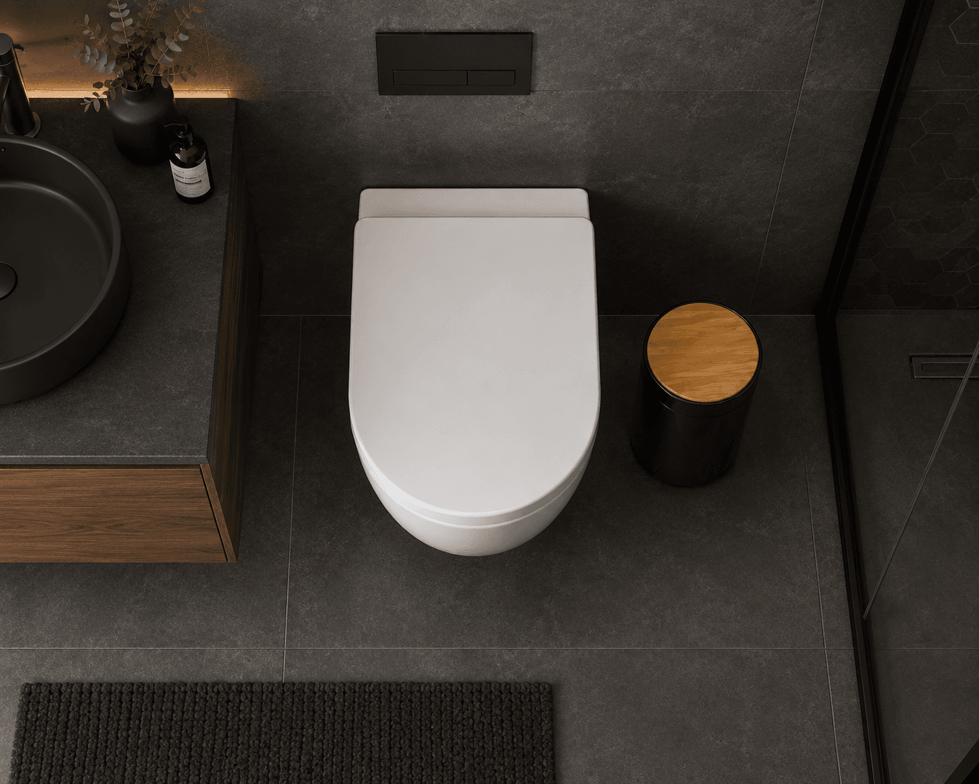 Κάδος Απορριμμάτων MRShome DS-8920B10 5lt από PP Μαύρος με Παλλόμενο Καπάκι από Μπαμπού - 3