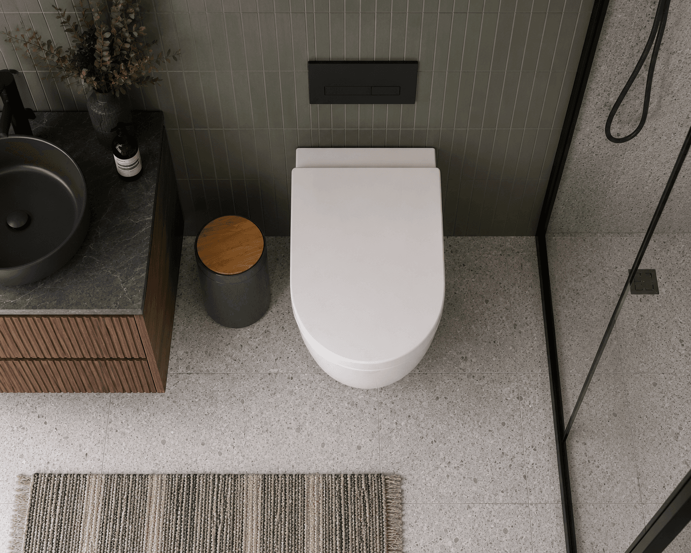 Κάδος Απορριμμάτων MRShome DS-8931B10 5lt από PP Σκούρο Γκρι με Παλλόμενο Καπάκι από Μπαμπού - 3