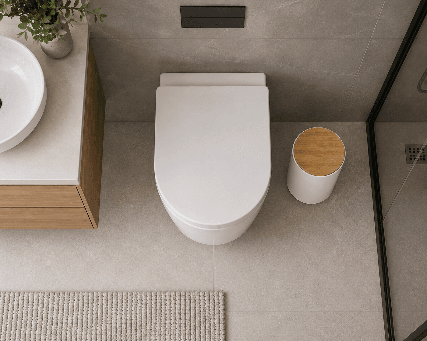 Κάδος Απορριμμάτων MRShome DS-8932B10 5lt από PP Λευκός με Παλλόμενο Καπάκι από Μπαμπού - 3