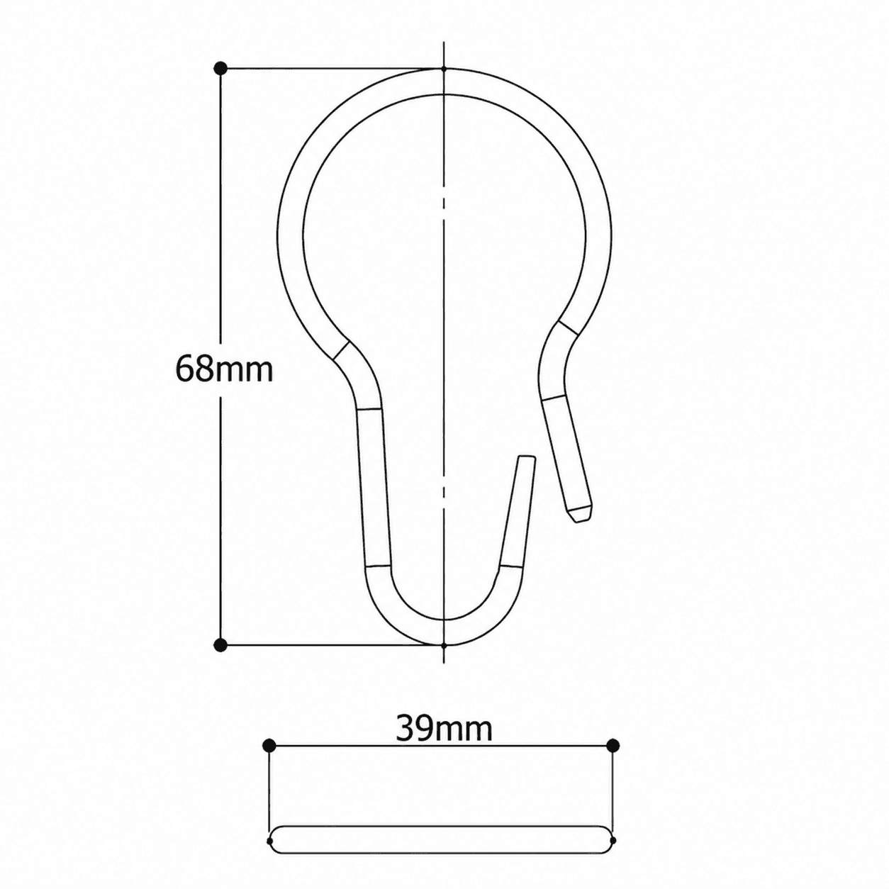 Κρίκοι Κουρτίνας Μπάνιου MRShome Curtain Hooks Metal MRS44002L 12τεμ - 4