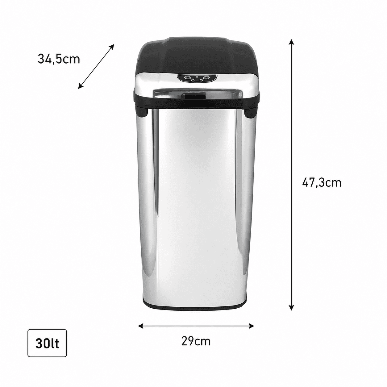Αυτόματος Κάδος MRShome MRS4603018 με Φωτοκύτταρο 30lt Inox 29x34,5x47,3cm - 4