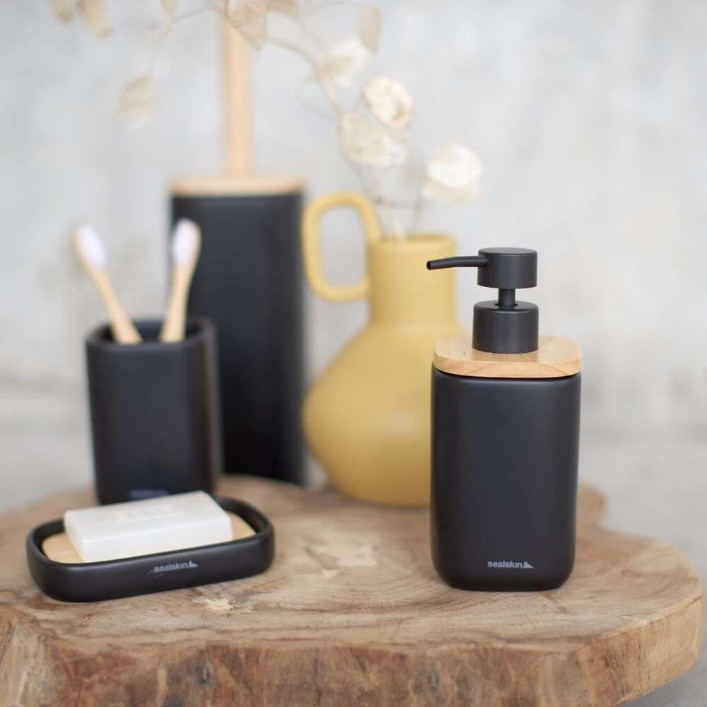 Ντισπένσερ Επικαθήμενο & Ποτηροθήκη Sealskin Mind 800062 Μαύρο 200ml - 4