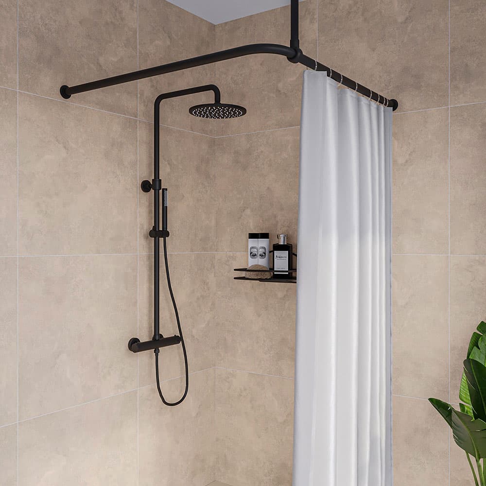 Στήριγμα Οροφής για Βραχίονα Μπάνιου Sealskin 800618 Μαύρο 60cm Ø28mm - 3