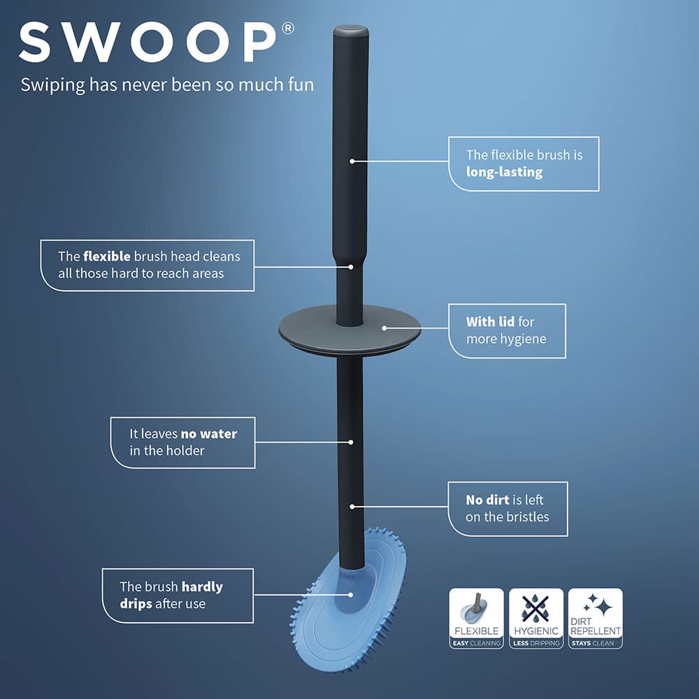 Πιγκάλ Επιτοίχιο Με Εύκαμπτη Βούρτσα Tiger Tess Swoop® 1329420746 Μαύρο Ανθρακί Φ12,9x41,2cm - 8