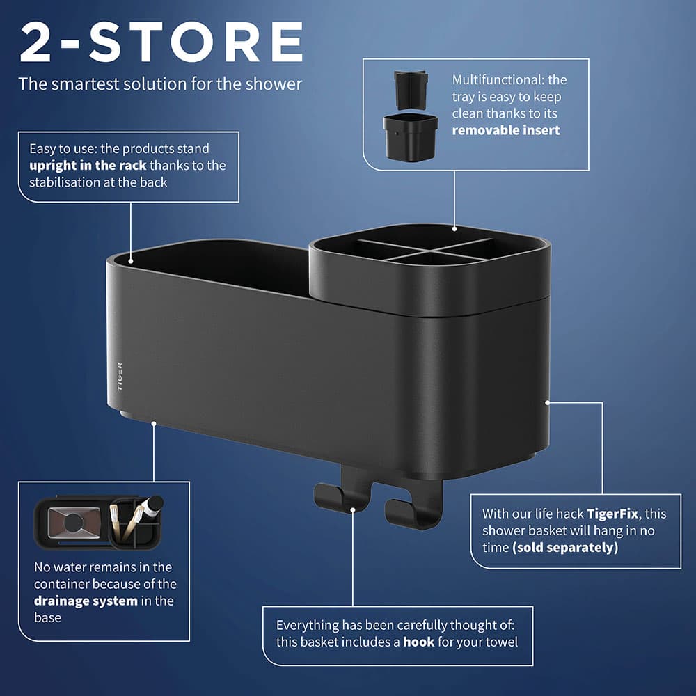 Ραφιέρα με Άγκιστρο Tiger 2-Store 800374 Μαύρο 24,9x10,8x15,7cm - 10