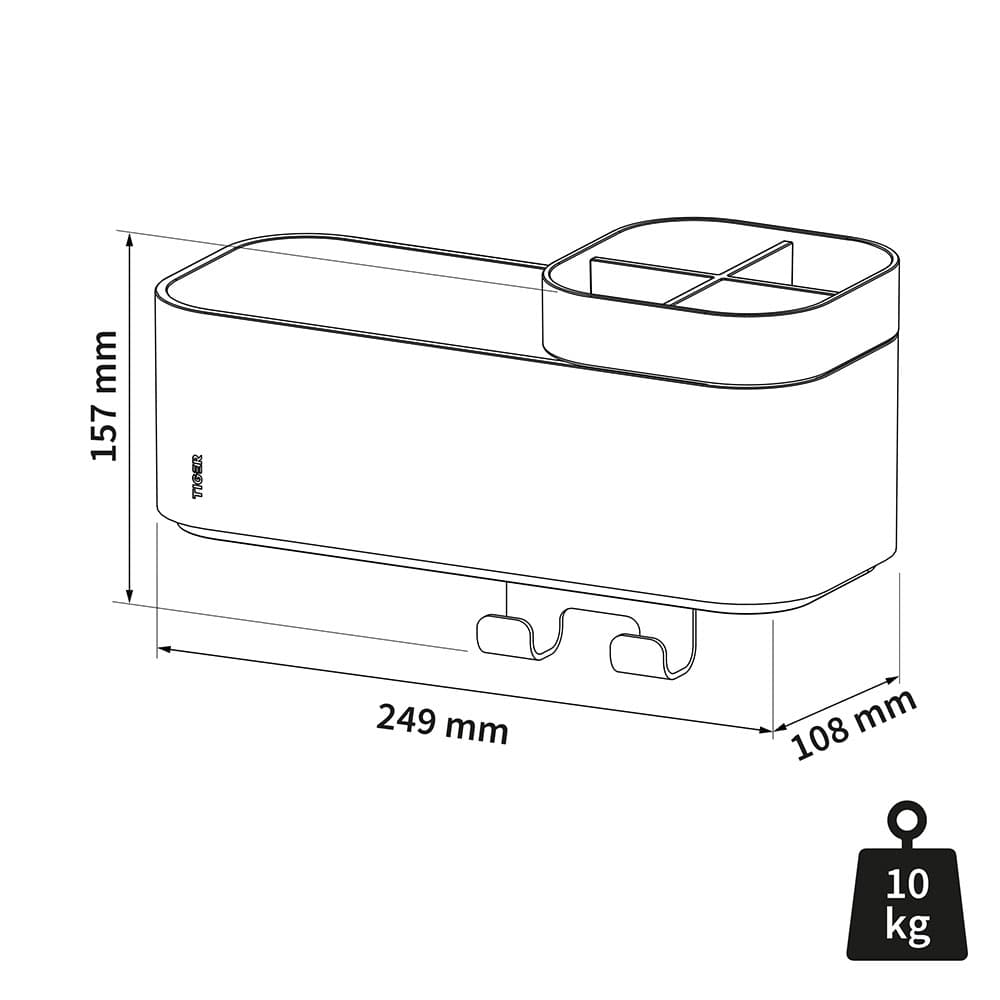 Ραφιέρα με Άγκιστρο Tiger 2-Store 800374 Μαύρο 24,9x10,8x15,7cm - 11
