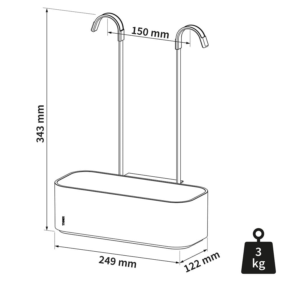 Ραφιέρα Ντουζιέρας Κρεμαστή Tiger 2-Store 800376 Μαύρο 24,9x12,2x34,3cm - 10