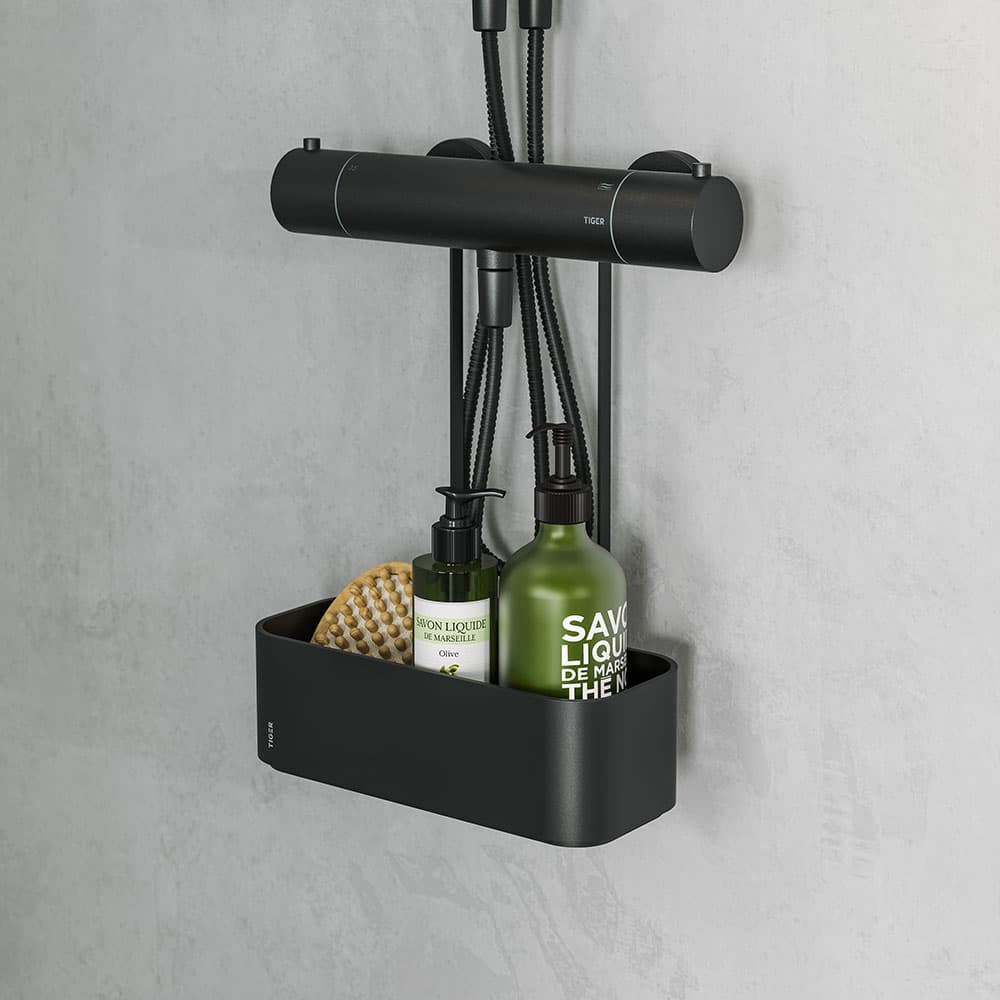 Ραφιέρα Ντουζιέρας Κρεμαστή Tiger 2-Store 800376 Μαύρο 24,9x12,2x34,3cm - 6