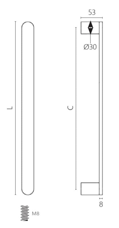 Λαβή Εξώθυρας Zogometal 3280 Ματ Inox - 2