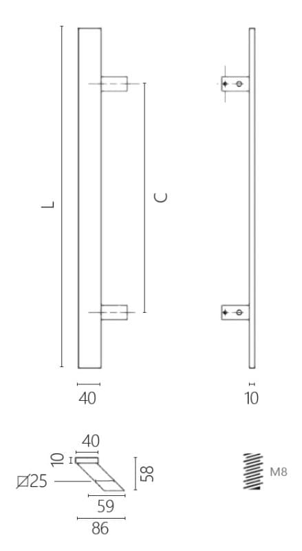 Λαβή Εξώθυρας Zogometal 3451 Ματ Μαύρο - 2