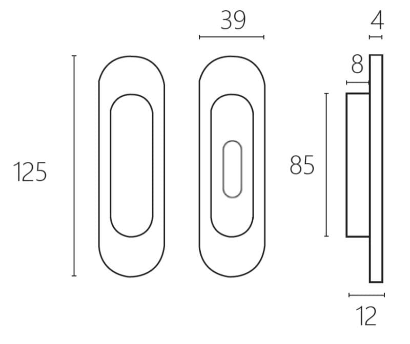 Χούφτα Συρόμενης Πόρτας Zogometal 303 Ματ Μαύρο 12,5x3,9cm | με Οπή και Χωρίς - 2
