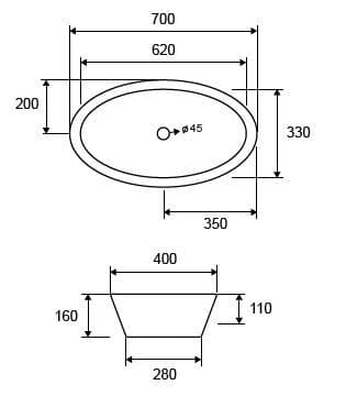Νιπτήρας επιτραπέζιος Karag LT 3043 Λευκό 70x40 - 2