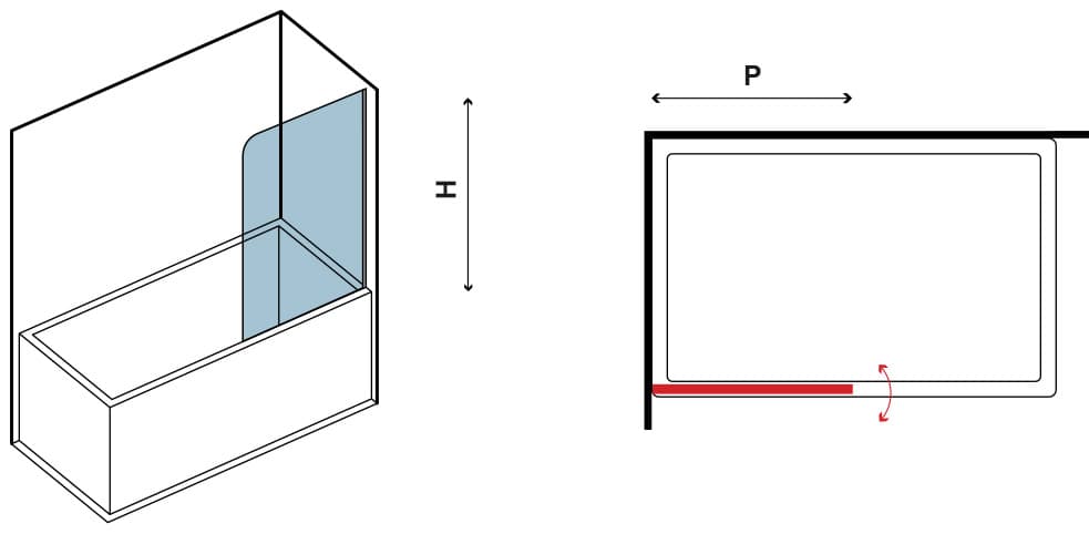 Καμπίνα Μπανιέρας Karag Iro Χρώμιο Clear Glass Ύψος 140cm 85cm (ανοιγόμενο) - 3