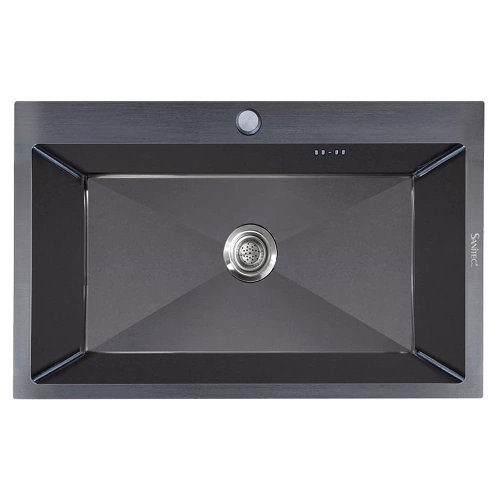 Νεροχύτης κουζίνας ανοξείδωτος Sanitec Vision 8650B Nano Black PVD 86×50 (επικαθήμενος / υποκαθήμενος)