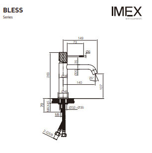 Μπαταρία Νιπτήρος Imex Bless BDB063-1 Χρώμιο - 2