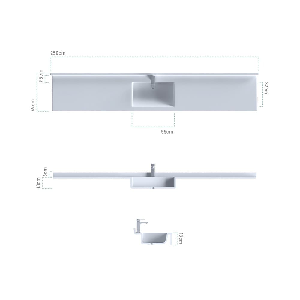 Νιπτήρας κρεμαστός Sanitec Monobloc 702 Quad Single 70-250cm - 2