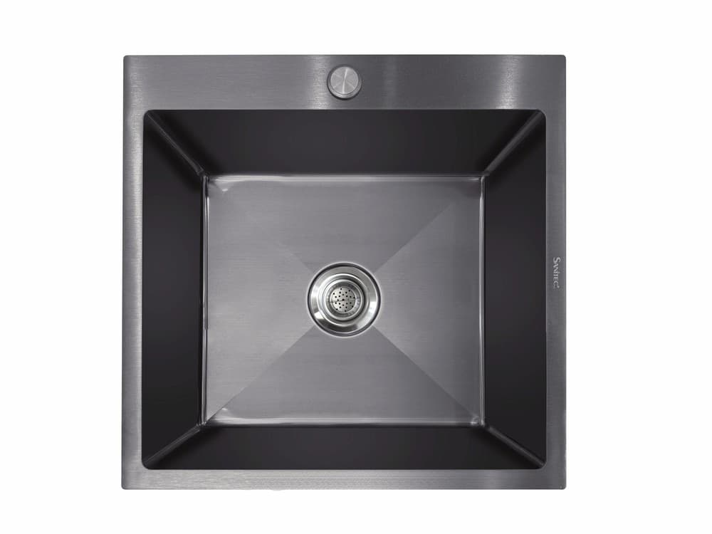 Νεροχύτης κουζίνας ανοξείδωτος Sanitec Vision 5050B Nano Black PVD 50×50 (επικαθήμενος / υποκαθήμενος)