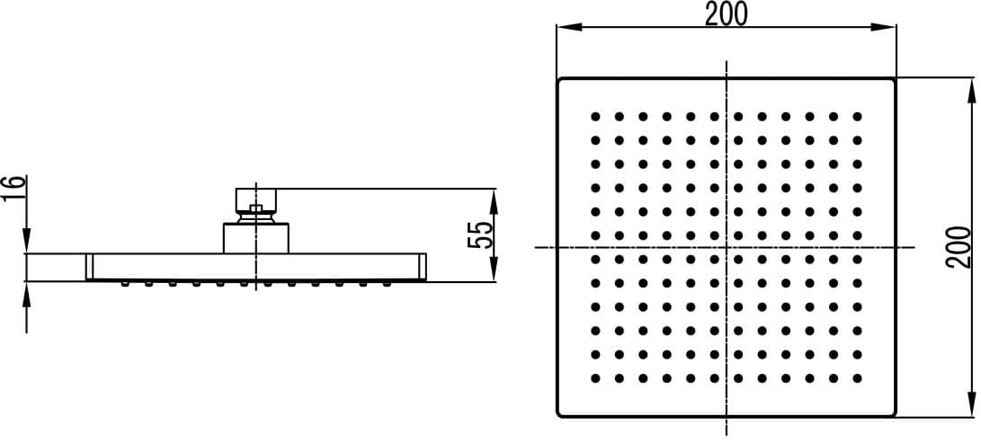 Κεφαλή Ντους Karag Praxis 1483A Χρώμιο 20x20cm - 2