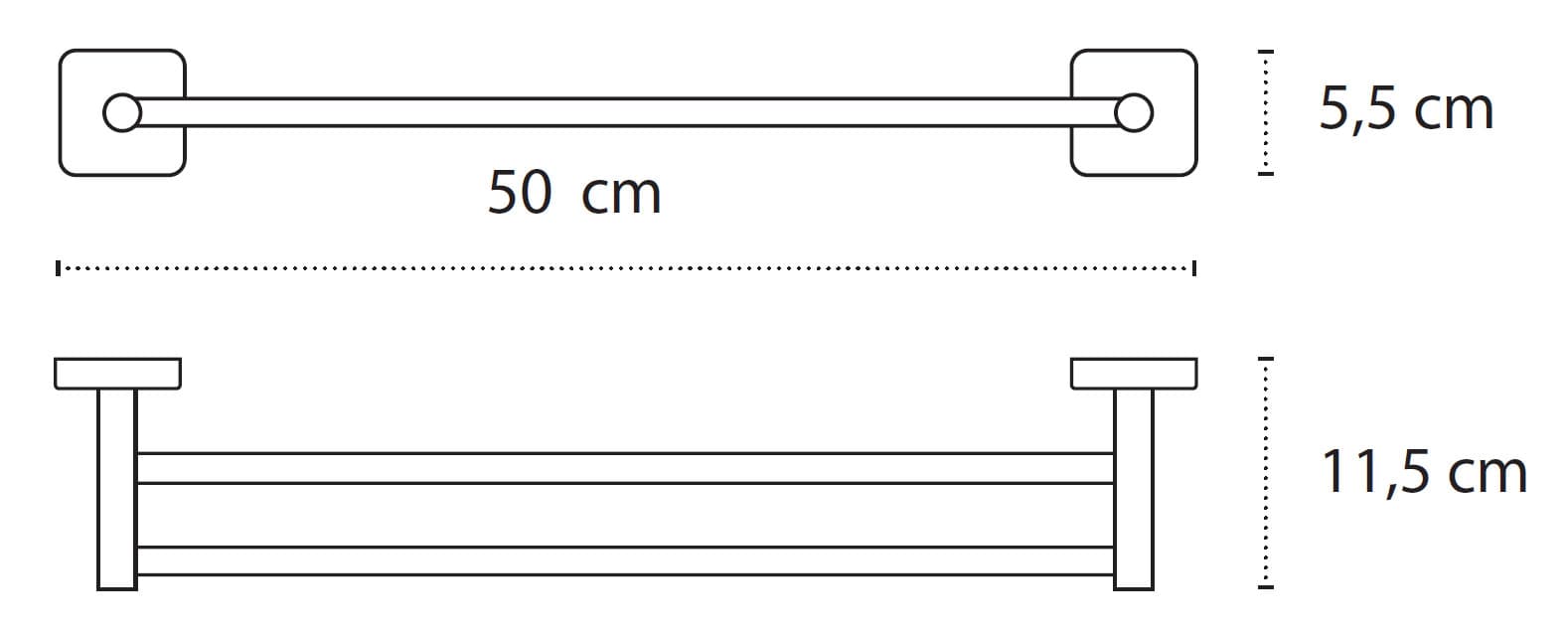 Πετσετοκρεμάστρα διπλή Karag Quattro 425255 Ματ Μαύρο 50×11,5cm - 2