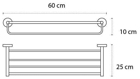 Ραφιέρα πετσετών Karag Uno 9626 Χρώμιο 60×25×10cm - 2