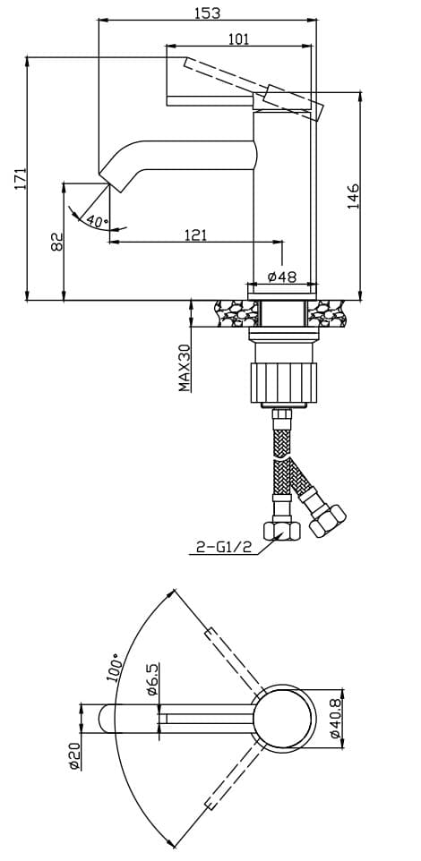 Μπαταρία Νιπτήρος Karag Joan 24601-424A Χρώμιο - 2
