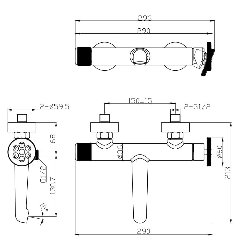 Μπαταρία Λουτρού Karag Inna 23503 Χρώμιο (χωρίς τηλέφωνο και σπιράλ) - 2