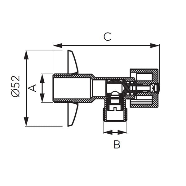 Γωνιακός διακόπτης ροής Ferro Z1212K Χρώμιο 1/2"x1/2" - 2