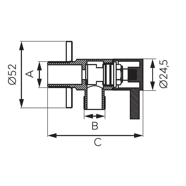 Γωνιακός διακόπτης ροής Ferro Z296-BL Ματ Μαύρο 1/2"x1/2" - 2