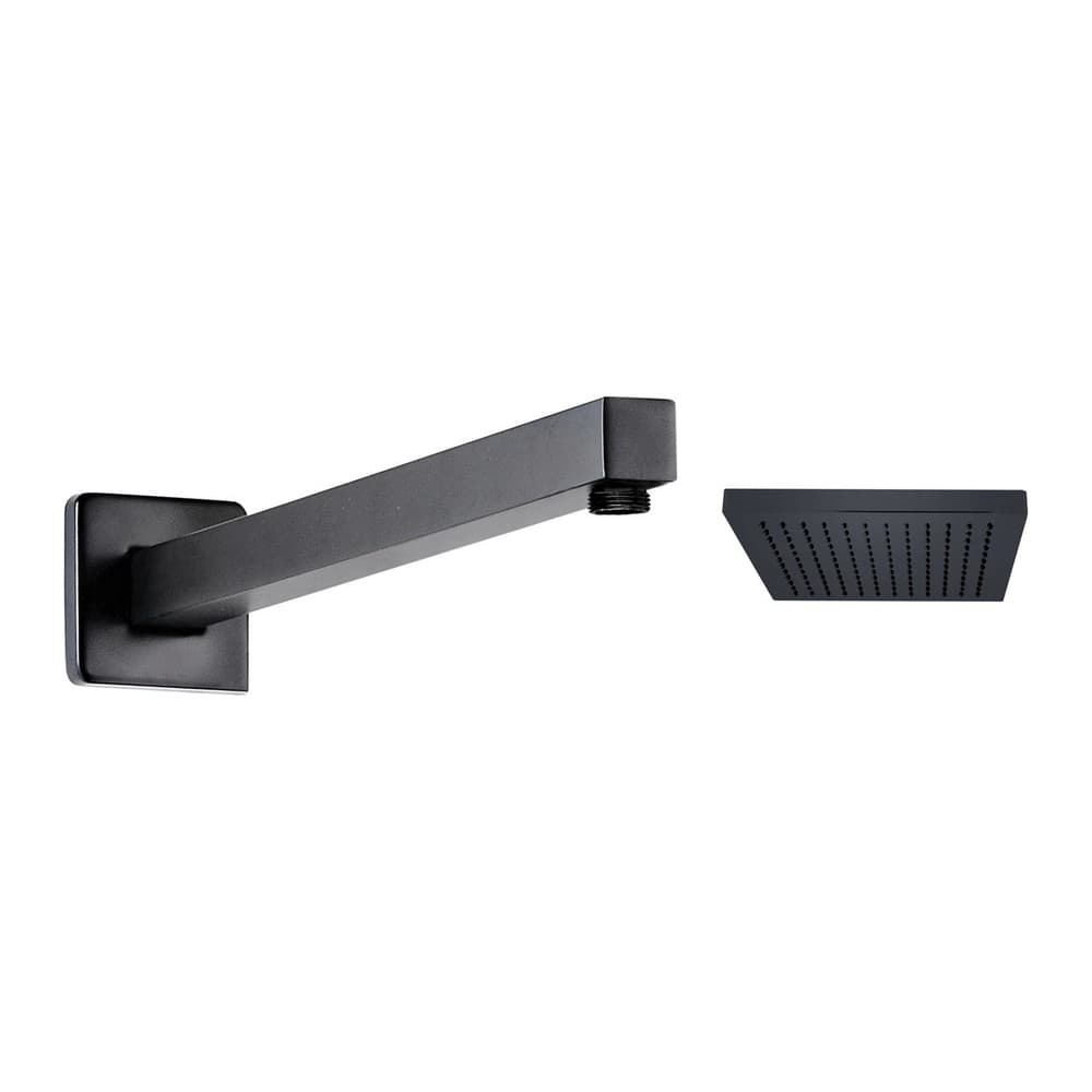 Κεφαλή Ντους 20x20cm με Βραχίονα Τοίχου 40cm Karag CFT205B + CFT205A Ματ Μαύρο