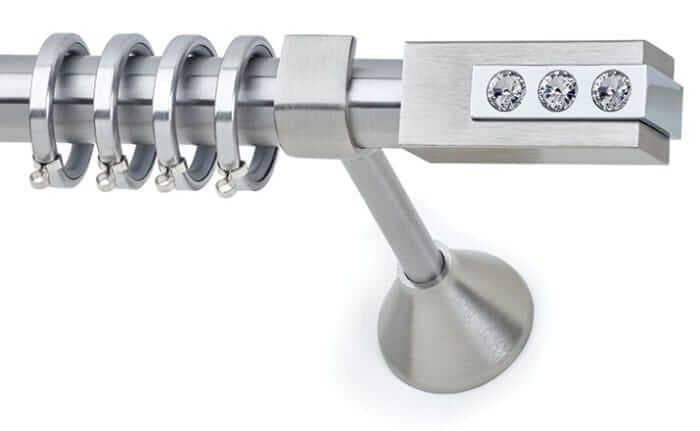 Κουρτινόξυλο Anartisi Φ25 Champion Round Swarovski Σατινέ Νίκελ