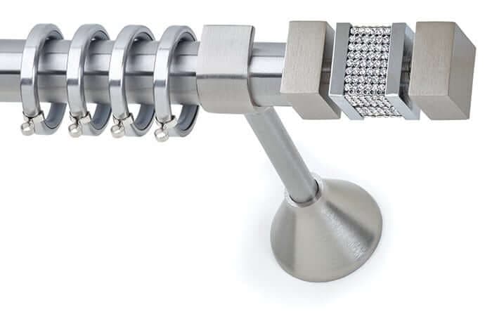 Κουρτινόξυλο Anartisi Φ25 Leader Strass Swarovski Σατινέ Νίκελ