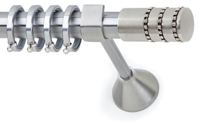 Κουρτινόξυλο Anartisi Φ25 Rigoto Strass Swarovski Σατινέ Νίκελ