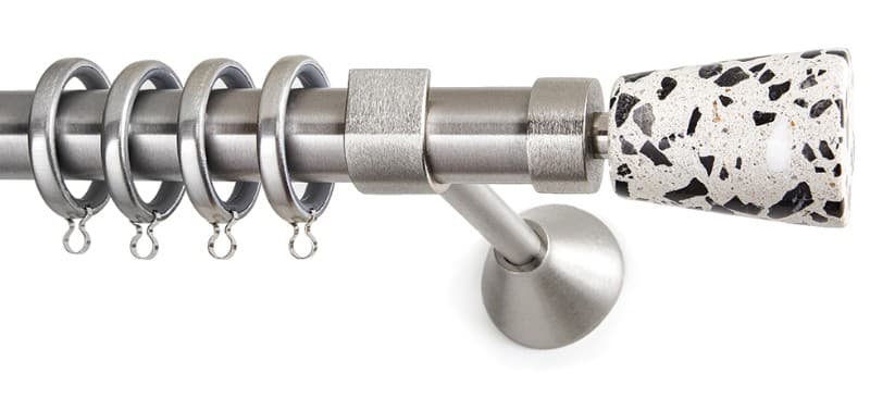 Μεταλλικό Κουρτινόξυλο Anartisi Ionic Φ25mm Σατινέ Νίκελ / Λευκό Μωσαϊκό