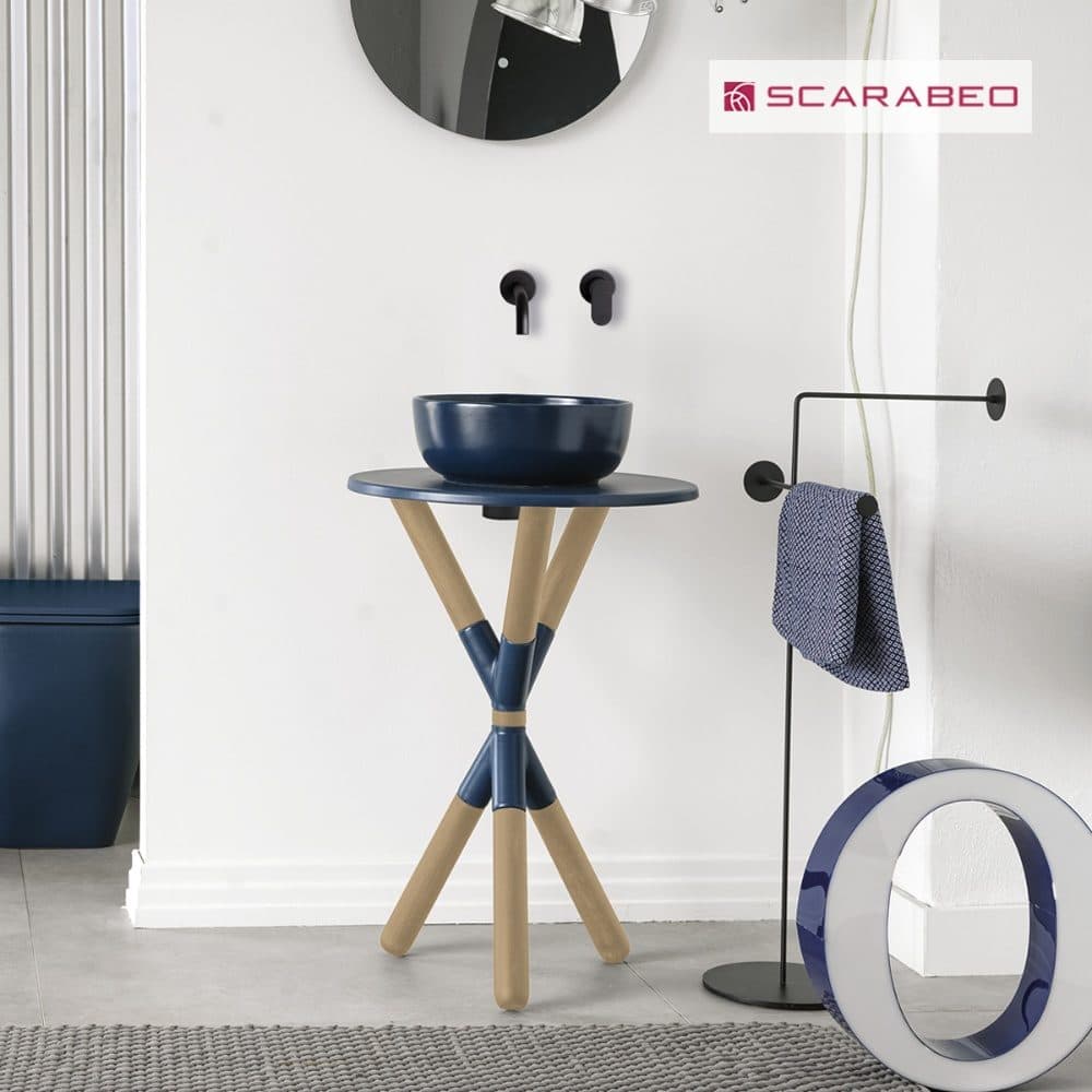 Έπιπλο Scarabeo Cross 2501F0-9856 Ocean μπλε ματ Φ52cm Υ:76cm - 2
