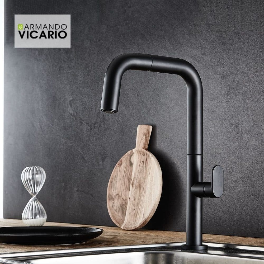 Μπαταρία κουζίνας Armando Vicario Eva 400746-400 Ματ Μαύρο Υ35,5cm - 2