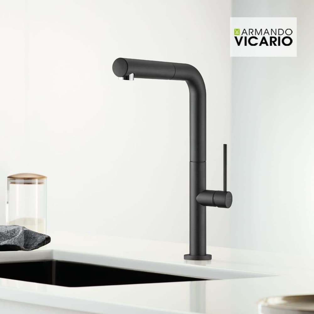 Μπαταρία κουζίνας Armando Vicario Tozo 48580-400 Ματ Μαύρο Υ35,5cm - 2