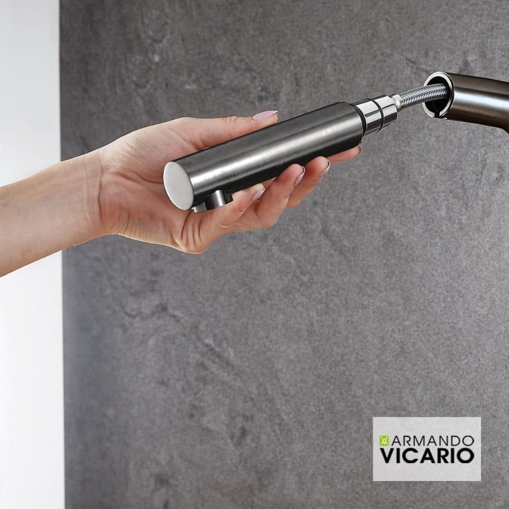 Μπαταρία κουζίνας Armando Vicario Tozo 48580-410 Black Brushed Υ35,5cm - 2