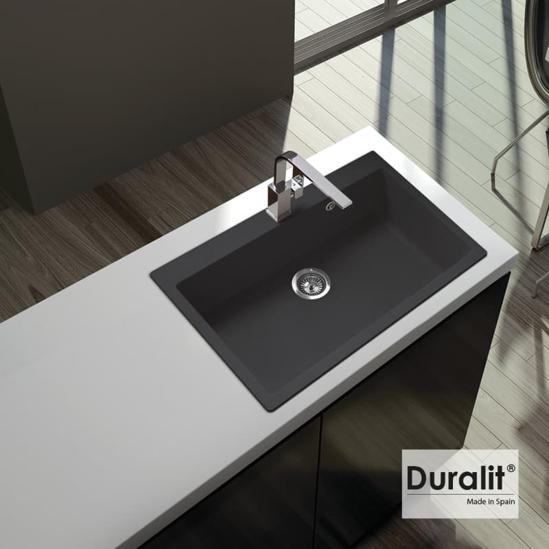 Νεροχύτης κουζίνας συνθετικός Duralit Kz075-420 Graphite 76×50 (ένθετος) - 3