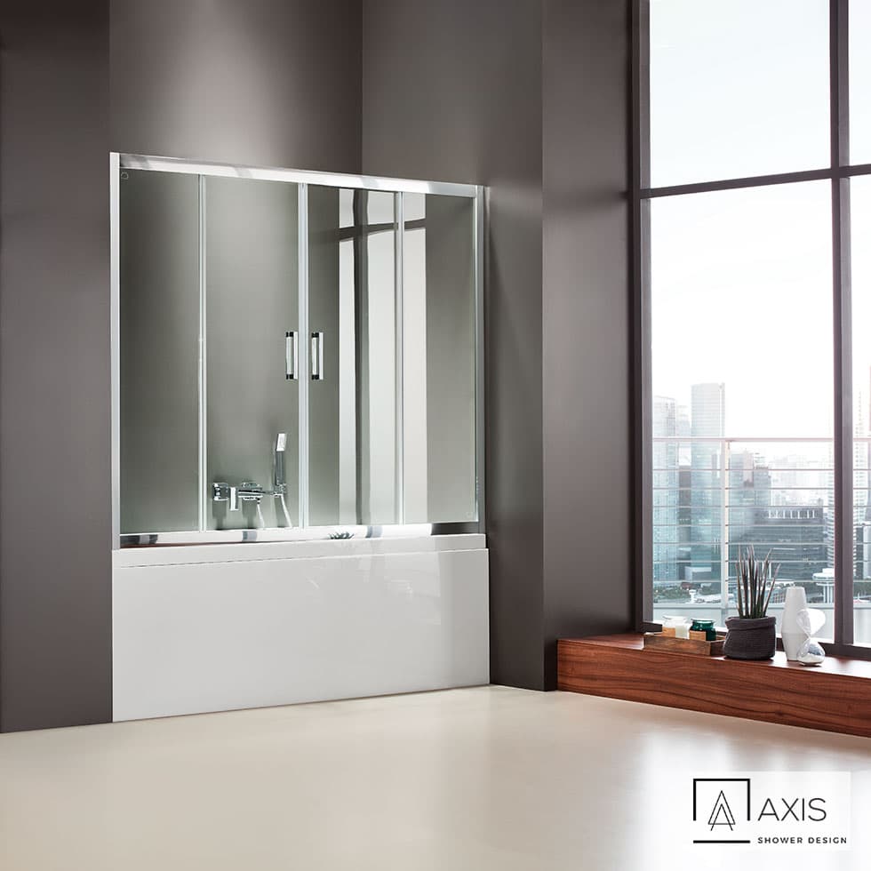 Καμπίνα Μπανιέρας Axis Slider SLB2XT-100 Χρώμιο Clear Glass Ύψος 140cm