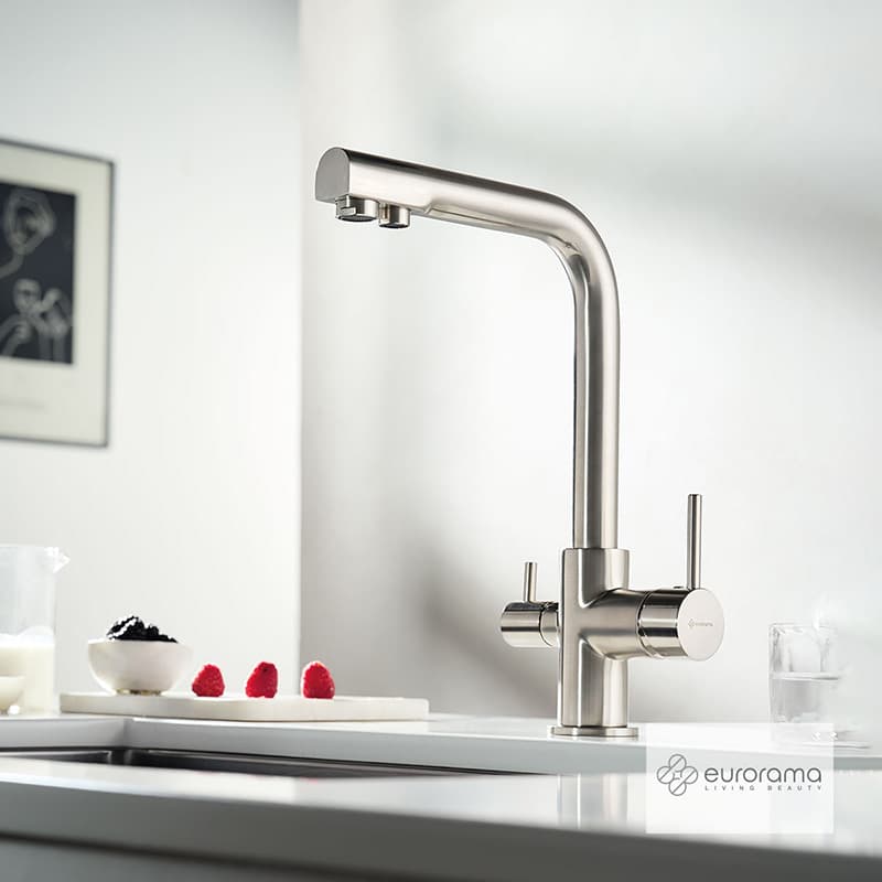 Μπαταρία κουζίνας Eurorama Filter-tap 13534F-110 Inox Σατινέ (για σύνδεση με φίλτρο πόσιμου νερού αντίστροφης όσμωσης) Υ31,8cm - 2