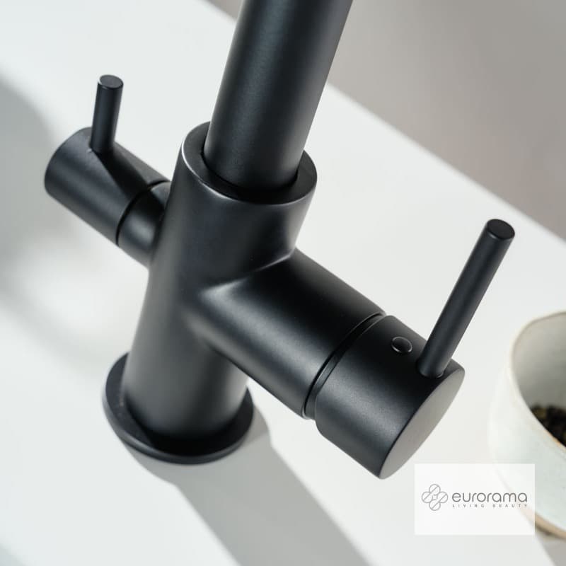 Μπαταρία κουζίνας Eurorama Filter-tap 13534-400 Ματ Μαύρο (για σύνδεση με ντεπόζιτο) Υ31,8cm - 3