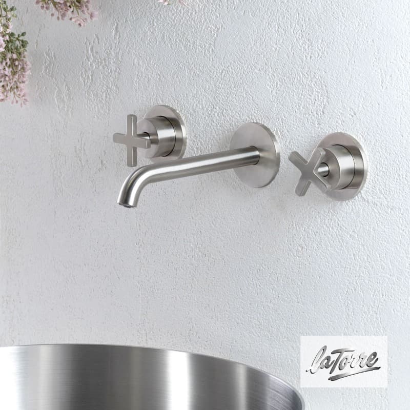 Μπαταρία Νιπτήρος Εντοιχισμού La Torre Elle Cross 38118-110 Inox Brushed (3 οπών) - 4
