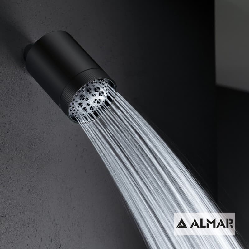 Κεφαλή Ντους Επίτοιχη Almar Beam Multijet E044286-400 Ματ Μαύρο Φ10,2x14,2cm - 2