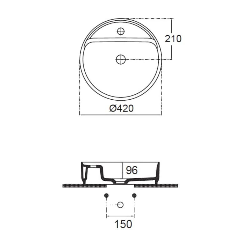 Νιπτήρας επιτραπέζιος Bianco Ceramica Focus 33042-300 Λευκό Φ42cm - 2