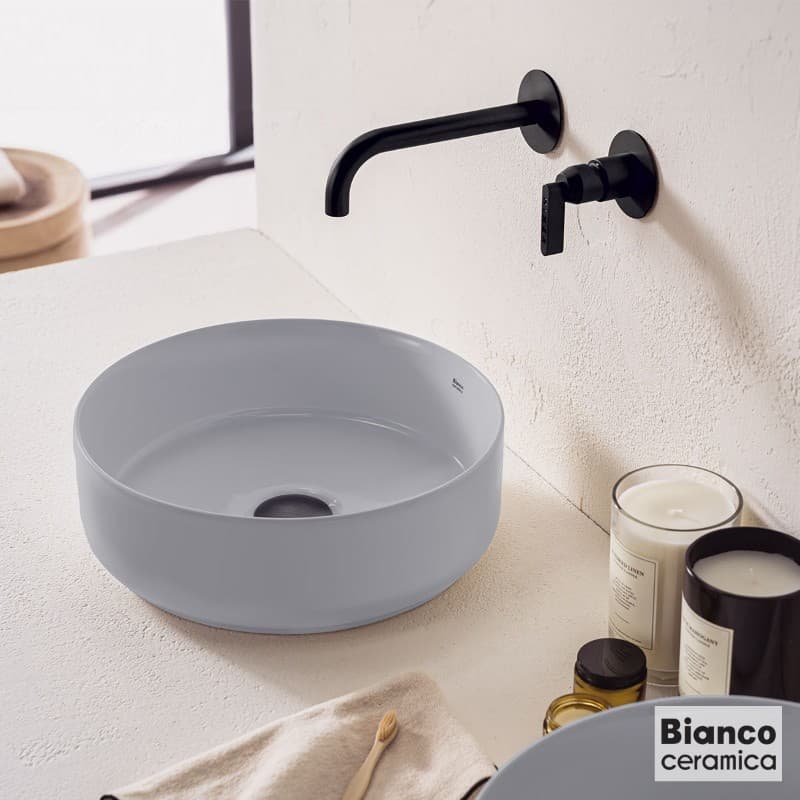 Νιπτήρας επιτραπέζιος Bianco Ceramica Focus 33036-440 Stone Grey Matt Φ36 - 2