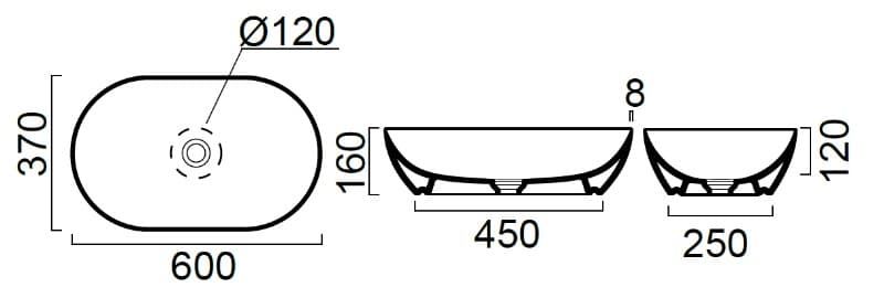 Νιπτήρας επιτραπέζιος GSI Pura 8834-300 Λευκό 60x37 - 2